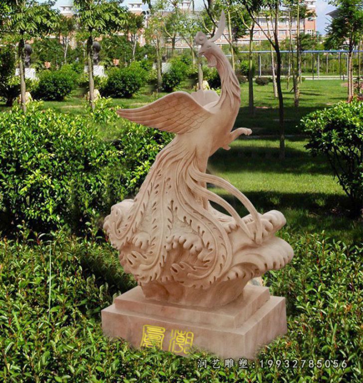公园凤凰动物石雕