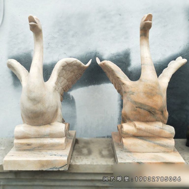 天鹅喷泉石雕,小区景观石雕