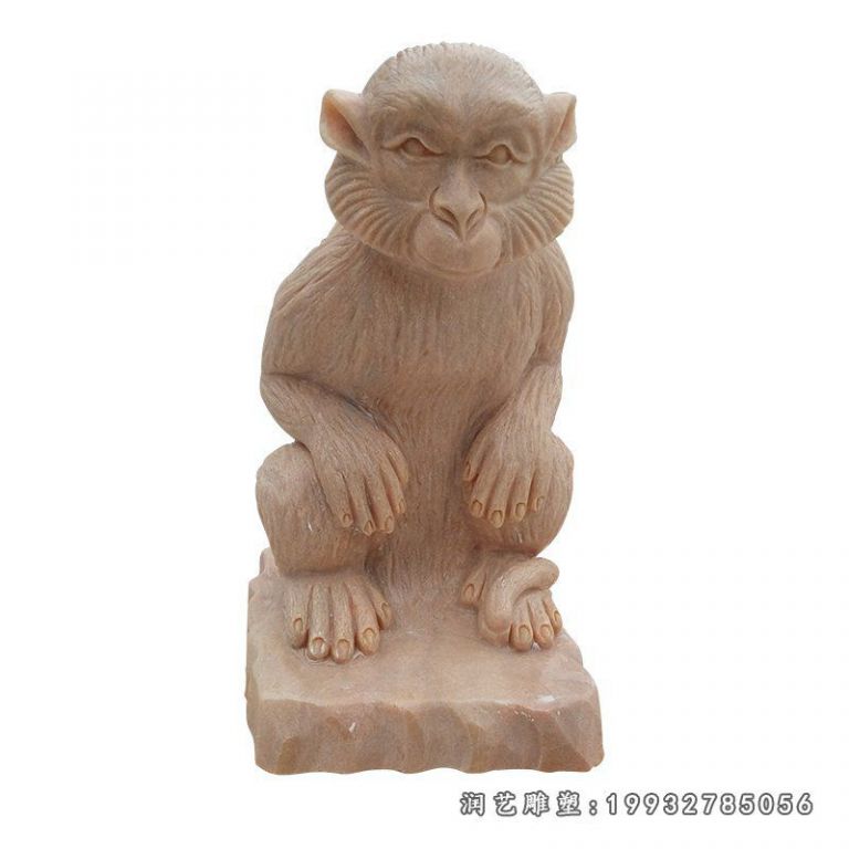 酒店晚霞红猴子动物石雕