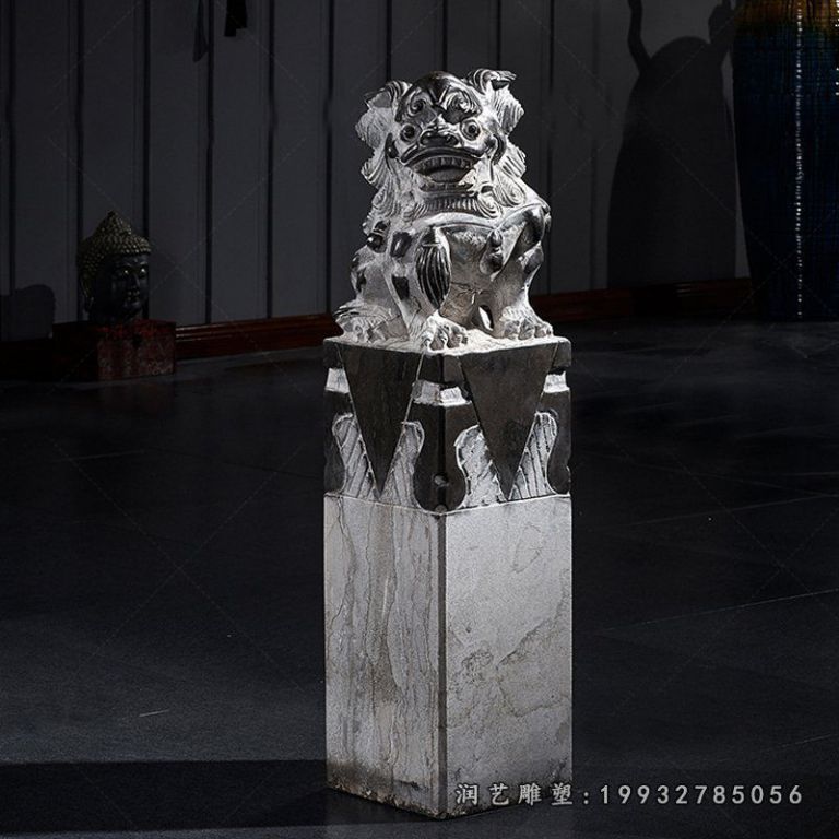 狮子头拴马桩雕塑,石雕栓马桩