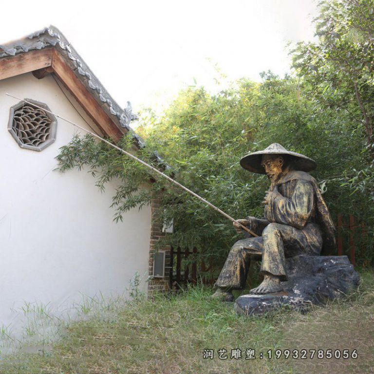 草坪姜太公人物铜雕