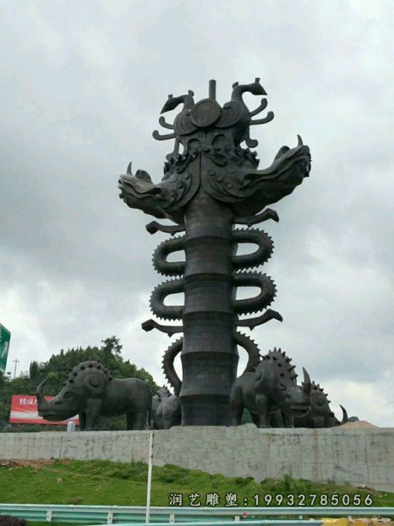 游乐场龙柱景观铜雕