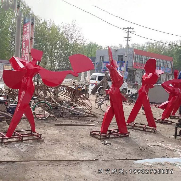 景区不锈钢跳舞人物雕塑