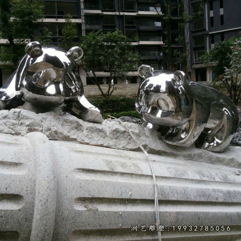 不锈钢熊猫雕塑 (6)