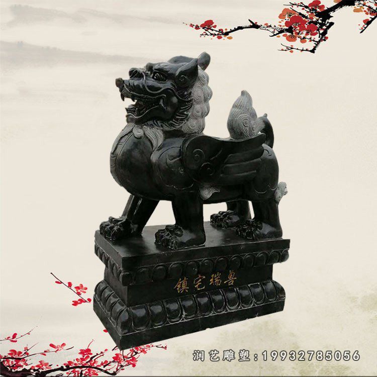 镇宅瑞兽石雕,青石貔貅雕塑 (1)