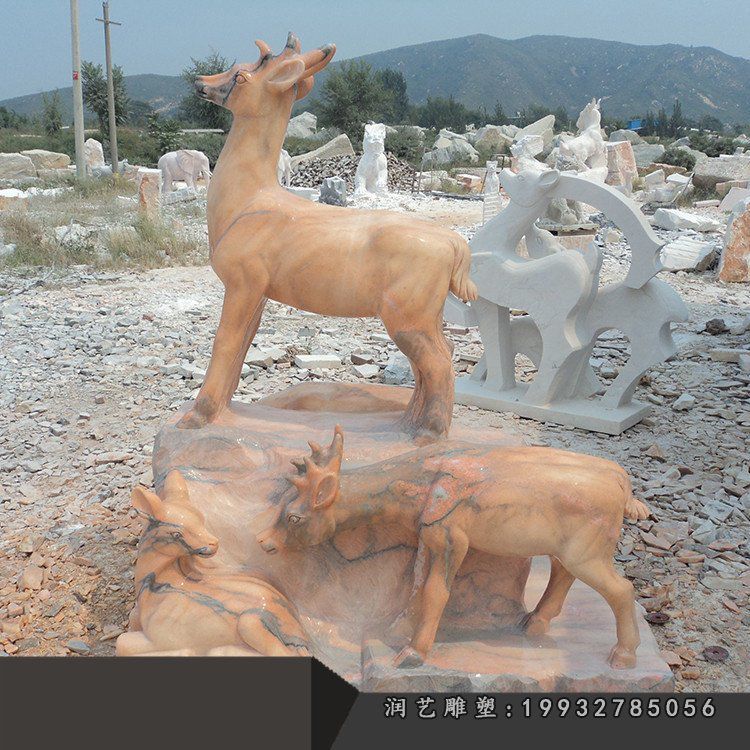商业街鹿动物石雕