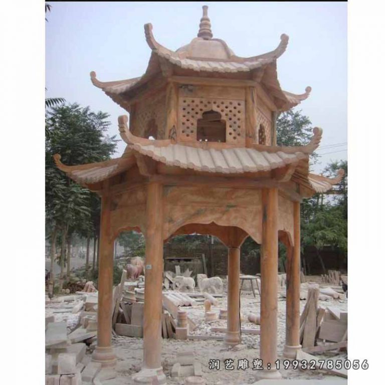 晚霞红凉亭,晚霞红石头亭子