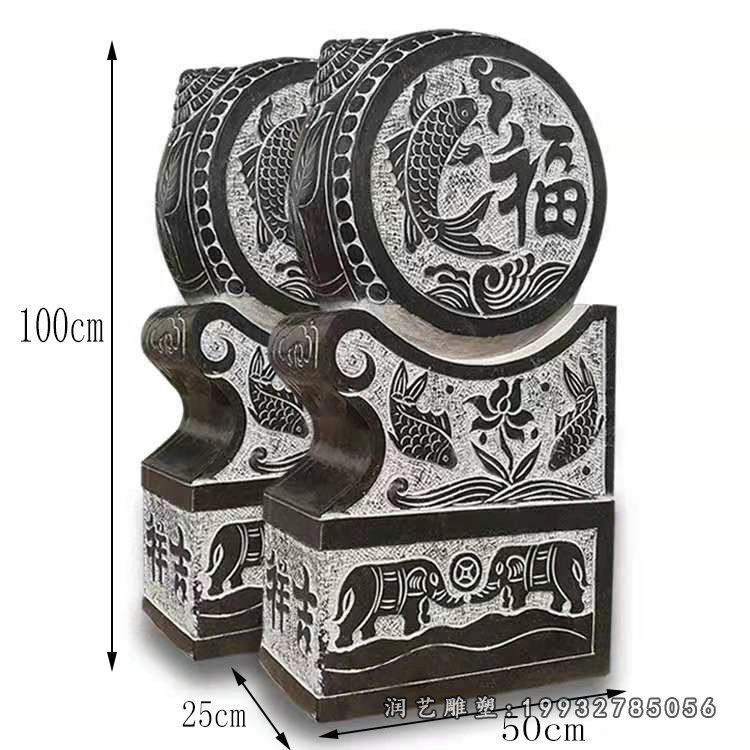 仿古吉祥如意抱鼓石雕塑 (1)
