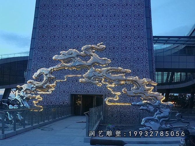 酒店不锈钢祥云景观雕塑