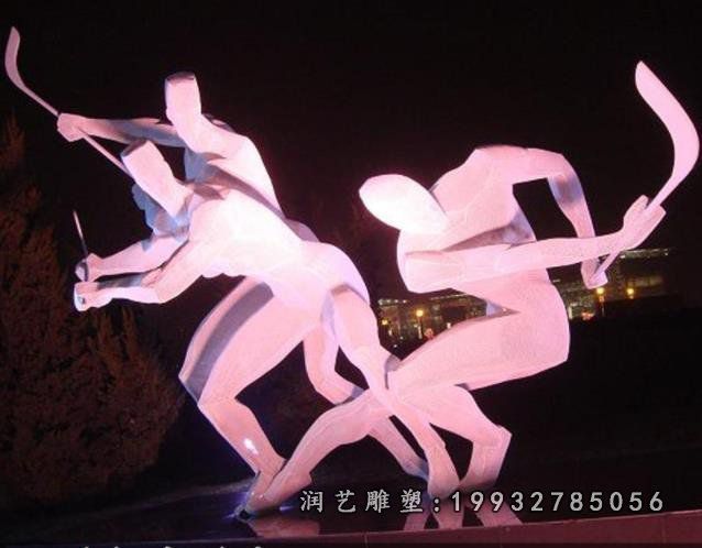 草坪不锈钢打高尔夫人物雕塑