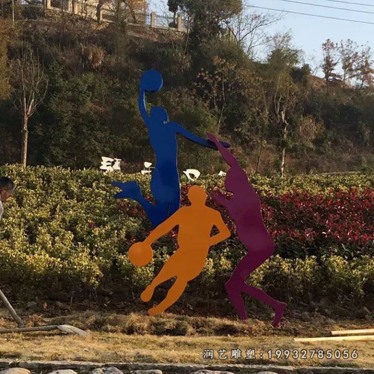 酒店不锈钢打篮球人物雕塑