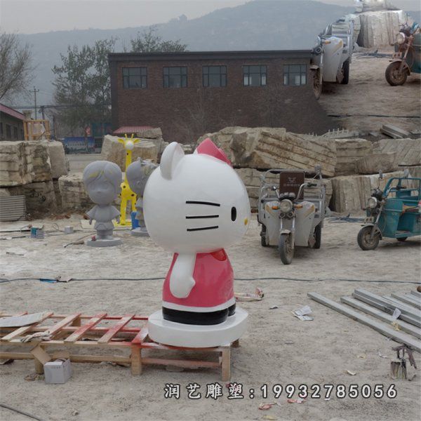 城市玻璃钢kt猫卡通雕塑