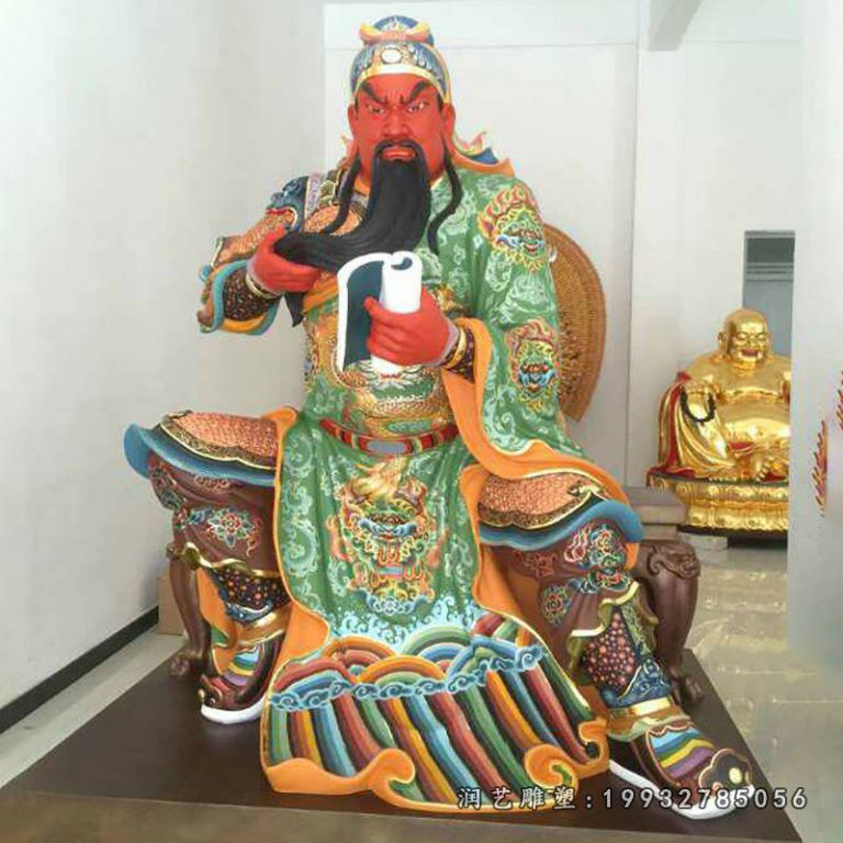 商业街玻璃钢关公人物雕塑