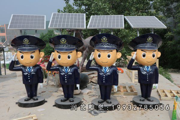 游乐场玻璃钢警察卡通雕塑