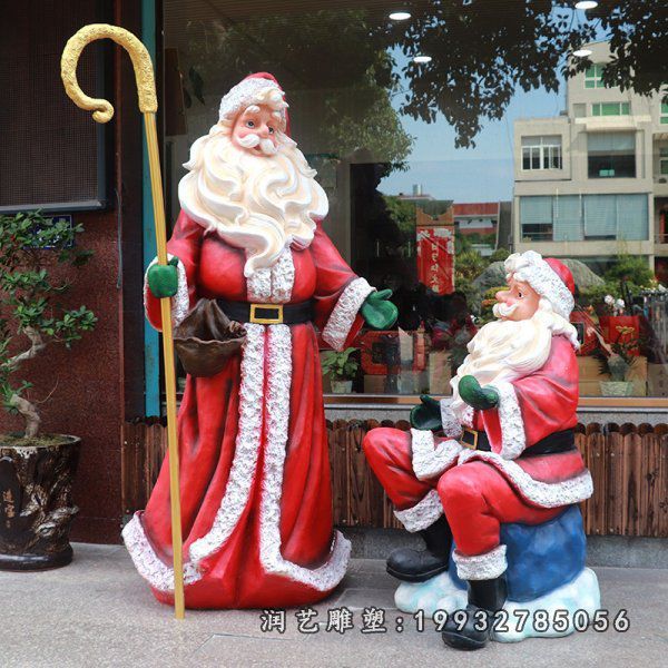 小区玻璃钢圣诞老人卡通雕塑