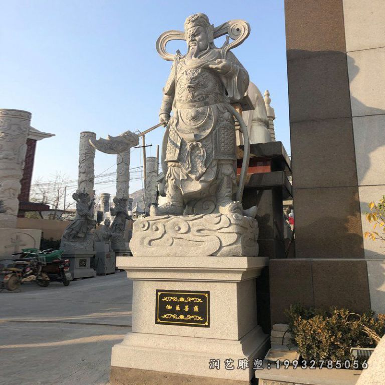 加蓝菩萨石雕,大理石关公雕塑 (2)