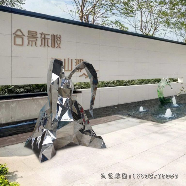 不锈钢兔子雕塑 (9)