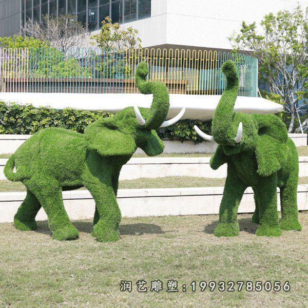 草坪玻璃钢大象动物雕塑