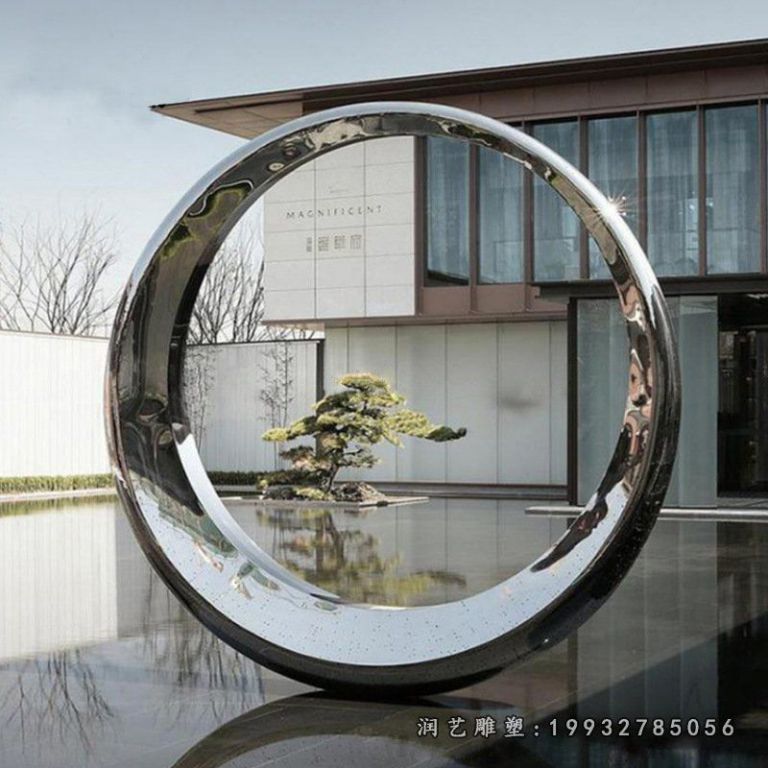 景区不锈钢圆环景观雕塑