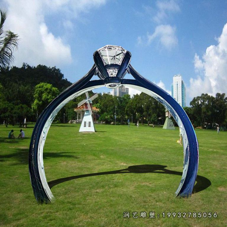 公园不锈钢戒指景观雕塑
