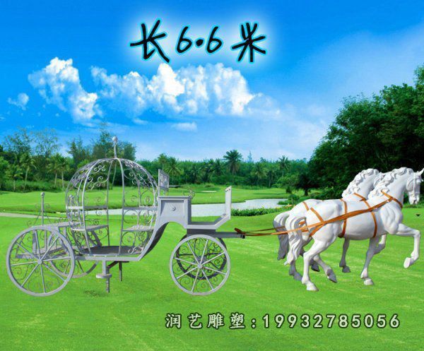 酒店玻璃钢马车景观雕塑