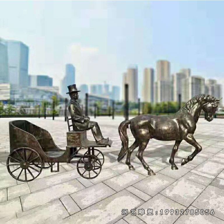小区马车景观铜雕