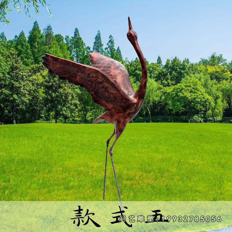 景区仙鹤动物铜雕