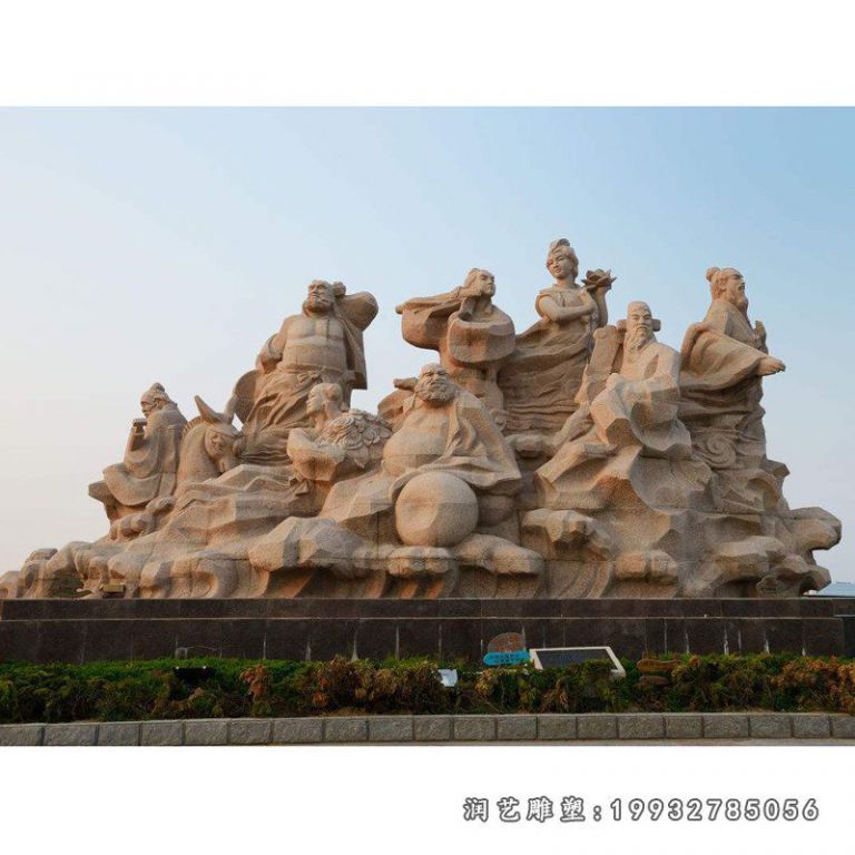 游乐场八仙过海人物石雕