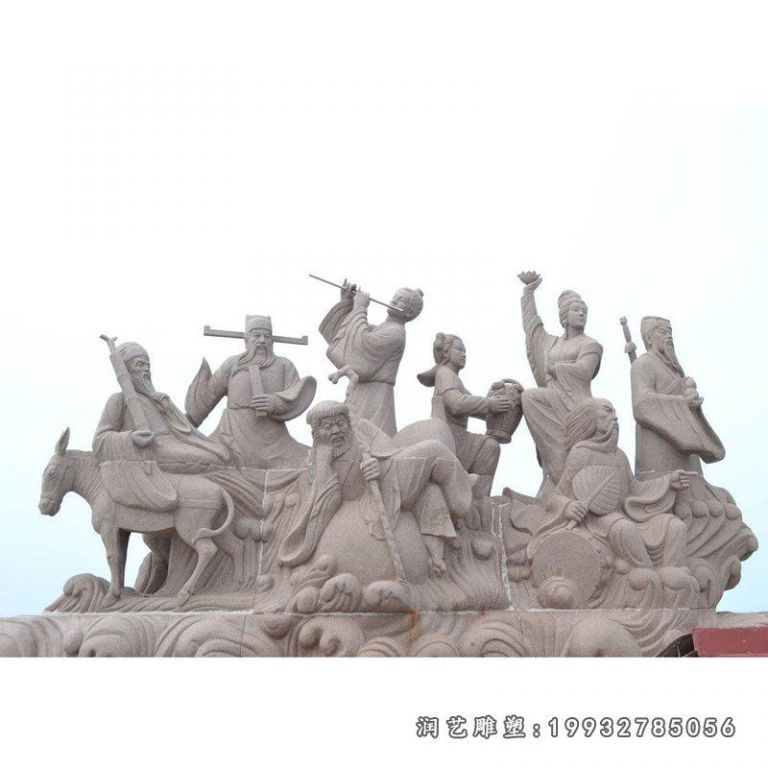 八仙遨海石雕,广场石雕八仙