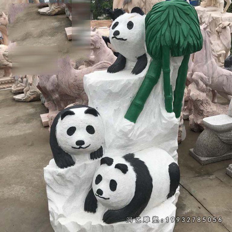 企业熊猫动物石雕
