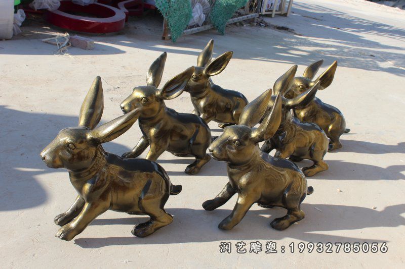 游乐场兔子动物铜雕
