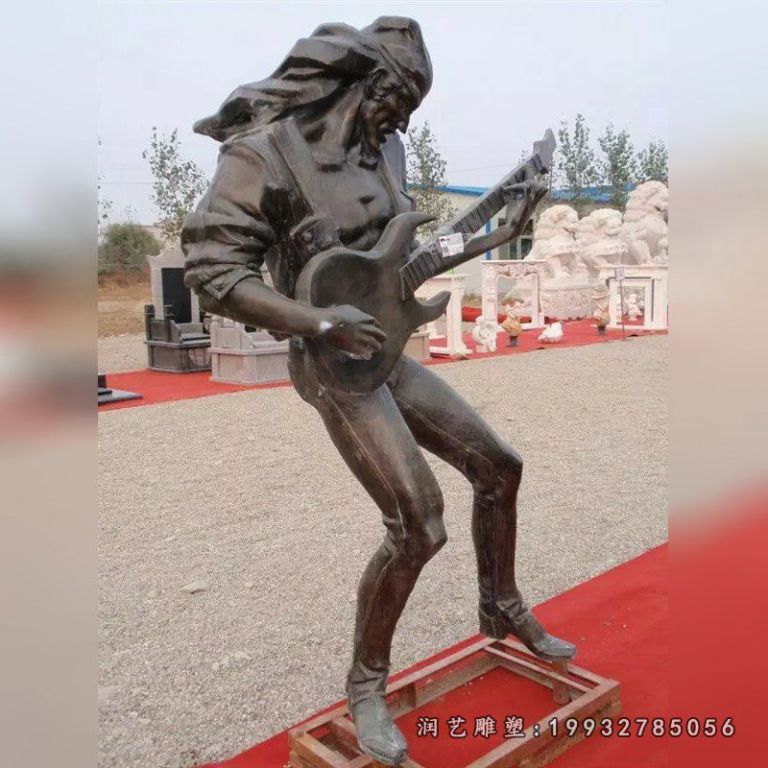 弹吉他人物雕塑,广场人物铜雕