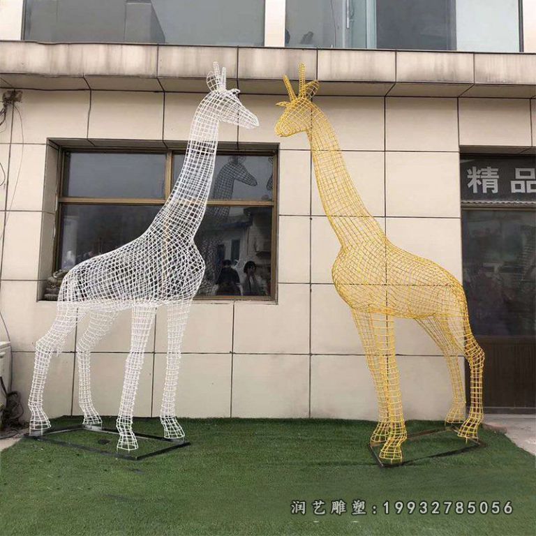 广场不锈钢长颈鹿动物雕塑