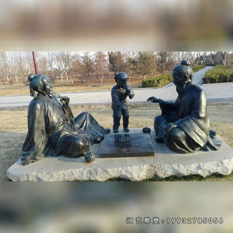 商场下棋人物铜雕