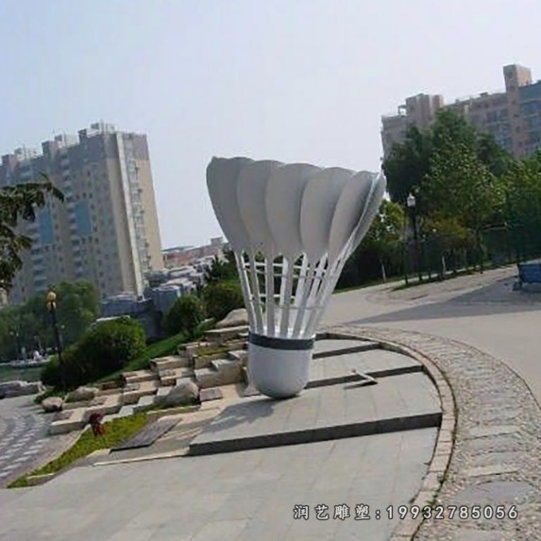 景区不锈钢羽毛球景观雕塑