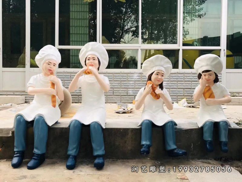 商业街玻璃钢厨师卡通雕塑