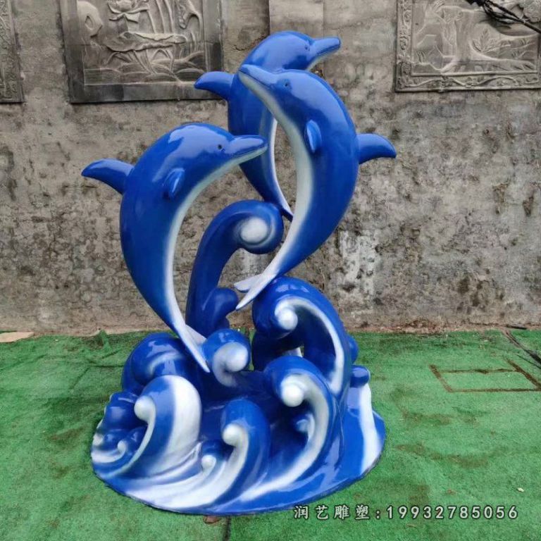 校园玻璃钢海豚动物雕塑