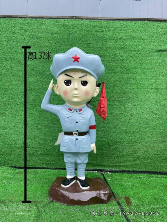 景区玻璃钢红军卡通雕塑