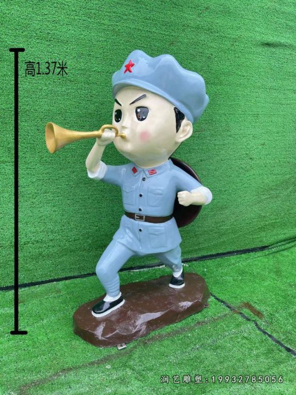 城市玻璃钢红军卡通雕塑 (1)