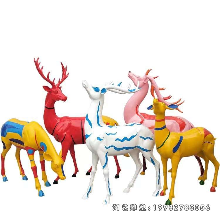 小区玻璃钢鹿动物雕塑