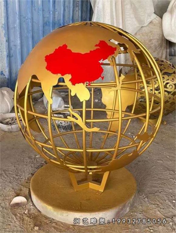 校园不锈钢地球仪景观雕塑