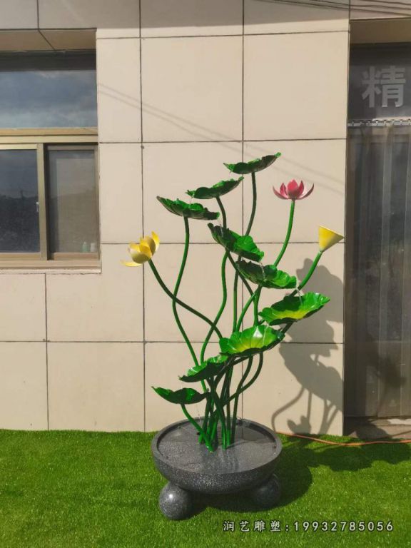 商业街不锈钢荷花景观雕塑