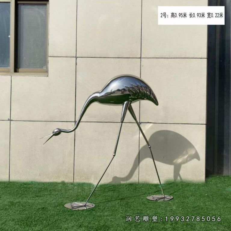 园林不锈钢火烈鸟动物雕塑