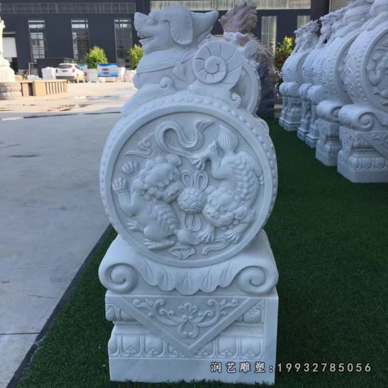 小区抱鼓石景观石雕