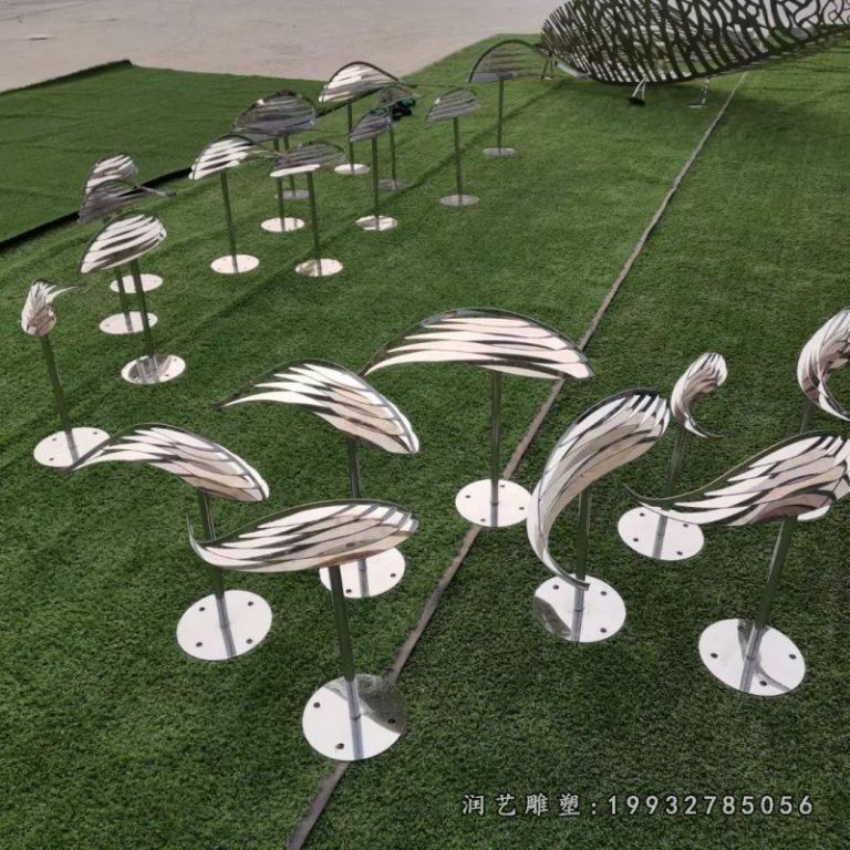 不锈钢鱼动物雕塑 (2)