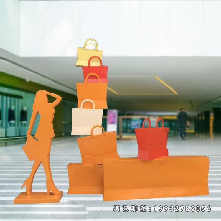 企业不锈钢购物人物雕塑