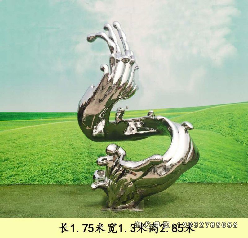 酒店不锈钢海浪景观雕塑