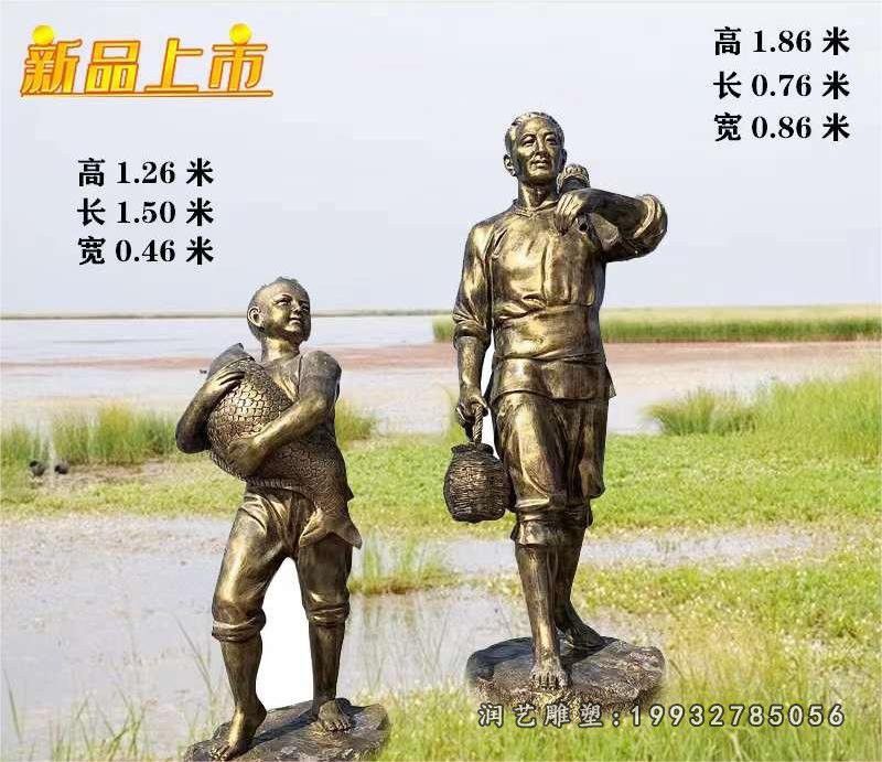 草坪鱼文化人物铜雕