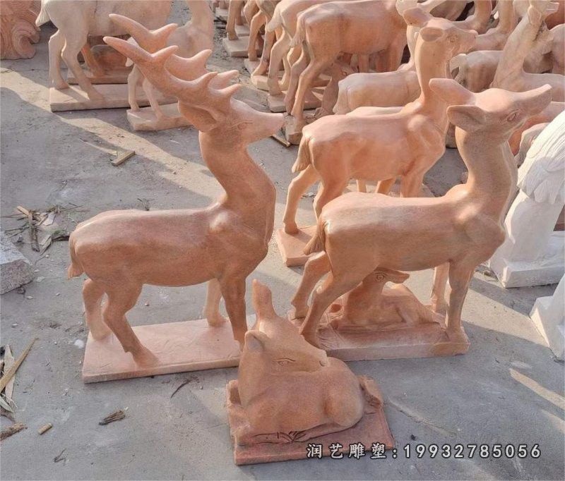 广场鹿动物石雕