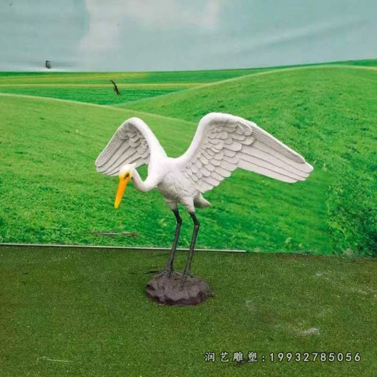 步行街玻璃钢白鹭雕塑